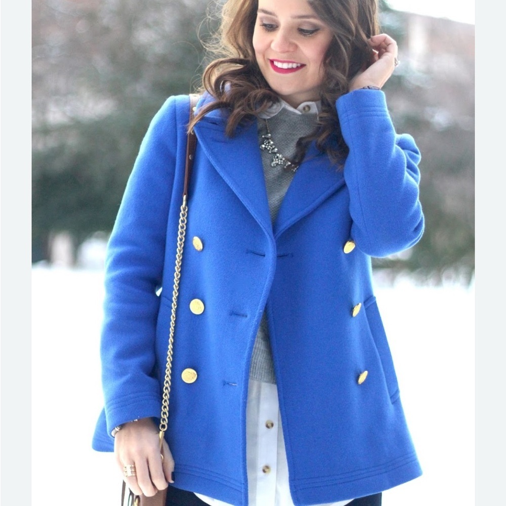 J Crew Stadium Cloth Nello Gori Pea Coat
Cobalt Blue Lined Wool Blend - Picture 5 of 10